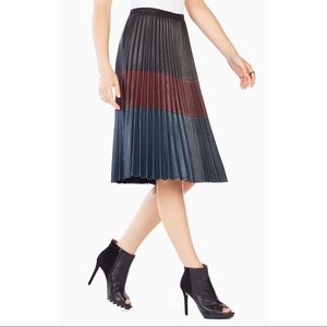 BCBGMaxAzria Elsa Pleated Faux-Leather Skirt